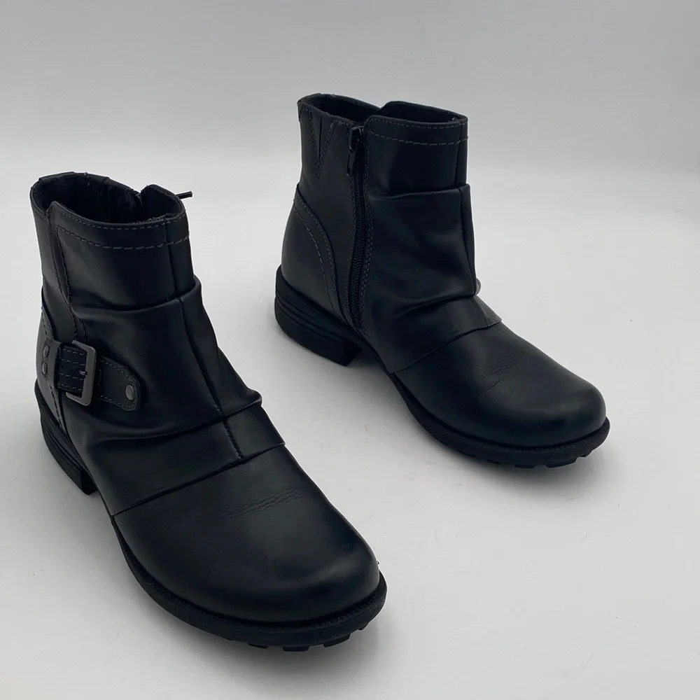 Earth Origins Black Ankle moto Boots women 9.5 leather casual office goth retro